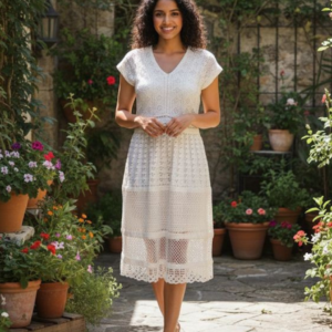 Lattice-Stitch Column Dress