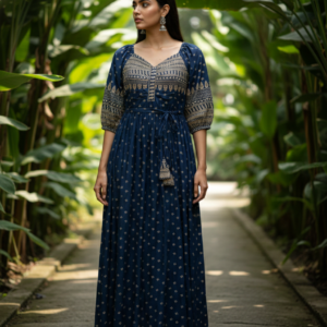 The Gilded Glow Kurtha - Dark Blue